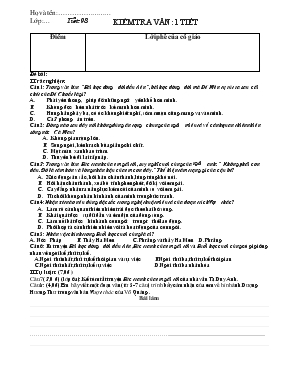 Ngữ văn 6 - Tiết 98 Kiểm tra văn